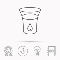 Glass of water icon. Drop sign.