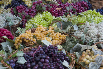 various Grape false fruit on the street 