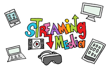 streaming media doodle set