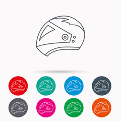 Motorcycle helmet icon. Biking sport sign.