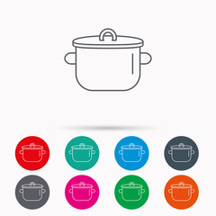 Pan icon. Cooking pot sign.