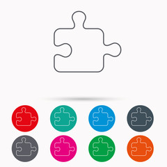 Fototapeta premium Puzzle icon. Jigsaw logical game sign.