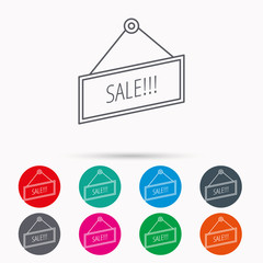 Sale icon. Advertising banner tag sign.