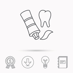 Toothpaste icon. Teeth health care sign.