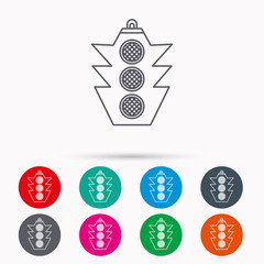 Traffic light icon. Safety direction regulate.