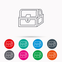 Treasure chest icon. Piratic treasury sign.