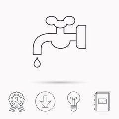 Water supply icon. Crane with drop sign.