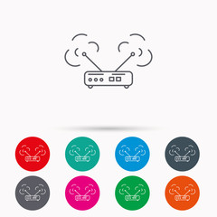 Wi-fi router icon. Wifi wireless internet sign.