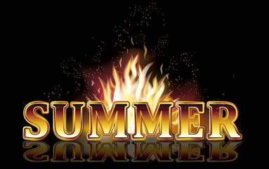 Summer fire flames, vector illustration