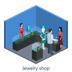 Isometric interior of jewelry shop