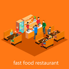 isometric fast food restaurant