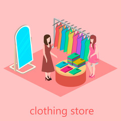 Isometric interior of clothes shop