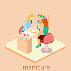 Isometric interior of nail salon