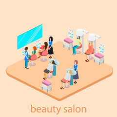Fototapeta na wymiar Isomeric interior of beauty salon