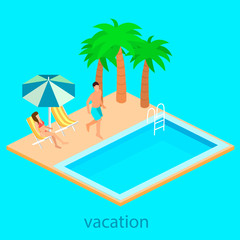 Creative modern isometric design of swimming pool