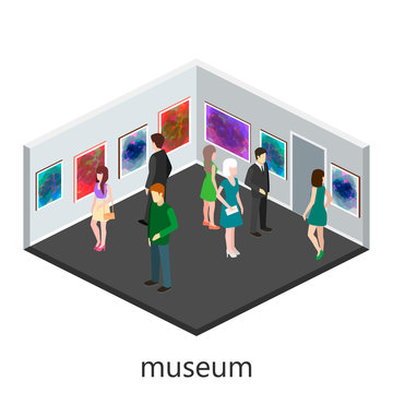 Isometric interior of picture gallery