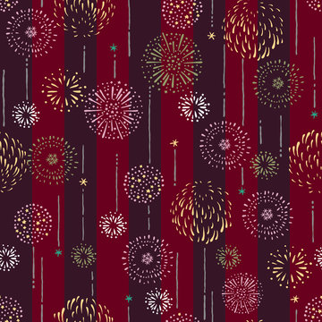 Repeat design / Pattern / Fireworks / Vector illustration