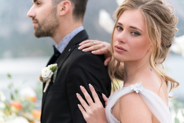 beautiful caucasian couple just married