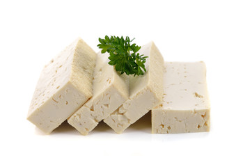 Tofu isolated on white background.