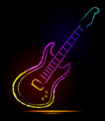 Obraz premium Music note and neon light guitar