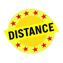 DISTANCE black wording on yellow Rectangle and Circle yellow stars