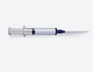Syringe for vaccination and injections. Realistic vector.