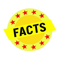Facts black wording on yellow Rectangle and Circle yellow stars