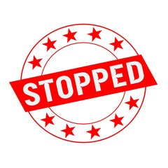 STOPPED white wording on red Rectangle and Circle red stars