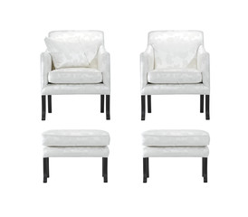 Fototapeta premium White armchairs and stools isolated with clipping mask. 