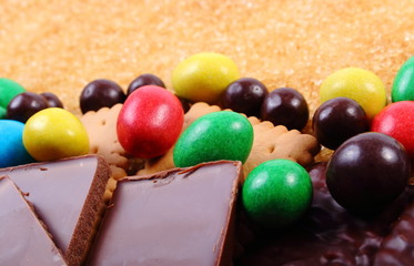 A lot of sweets and cane brown sugar, unhealthy food
