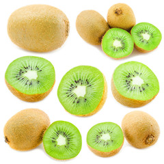 Fototapeta premium Collection of fresh kiwi isolated on white background.