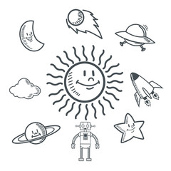 Obraz premium doodle icon design. space icon. draw concept