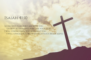 Isaiah  Vintage Bible Verse Background on one cross on a hill