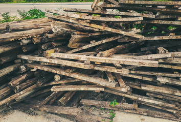 Seamlessly tiling wooden log wall background.