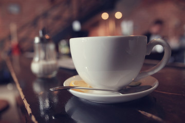 Breakfast tea in a cafe