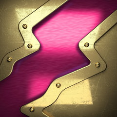 pink metal background with yellow element. 3D illustration