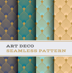 Art Deco seamless pattern with 4 colours background 03
