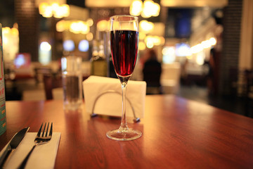 glass of wine in a restaurant