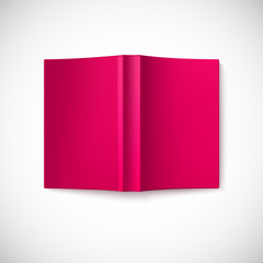 Open blank book cover, top view.
