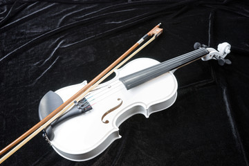 White violin isolated on black background