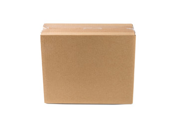 Closed cardboard Box or brown paper package box isolated with so