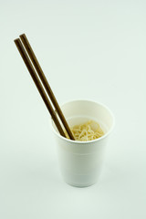 Instant noodles on white background