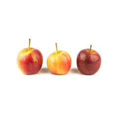 Red yellow three apple  isolated on white background