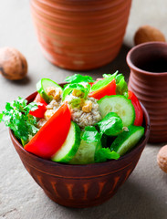  vegetable walnut sauce salad. Georgian cuisine.
