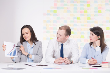 Woman presenting results of survey