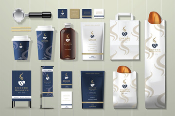 Coffee roaster corporate identity template design set