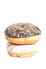 Two Assorted Donuts isolated on a white background