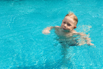 Caucasian Child Boy Swimming Pool