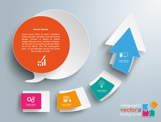 Growth Arrow Four Pieces Speech Bubble Infographic