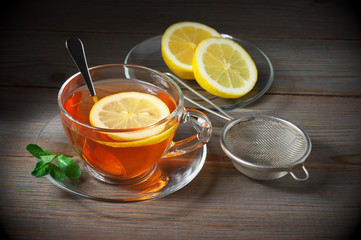 Tea in glass cup